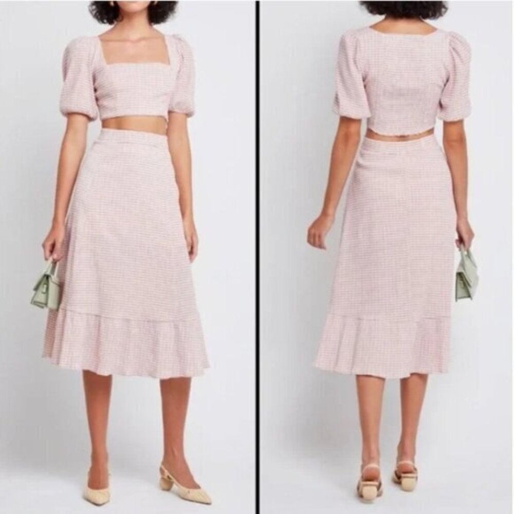O.P.T Sana Two-Piece Set in Gingham Pink